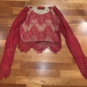 Red Long Sleeve Crop